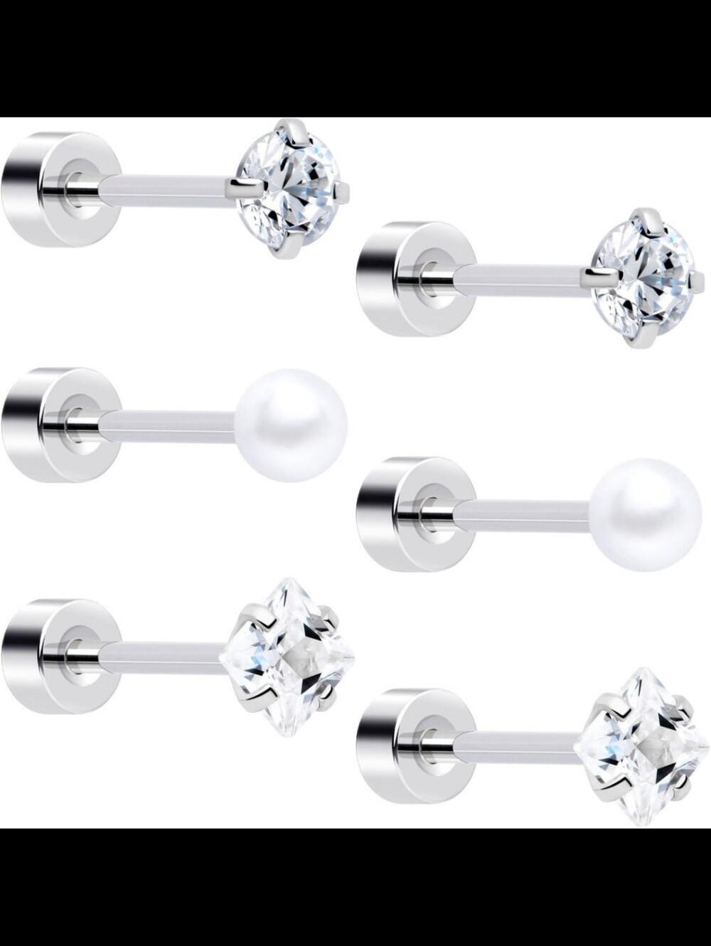 3 Pairs Of Flat Back Earrings